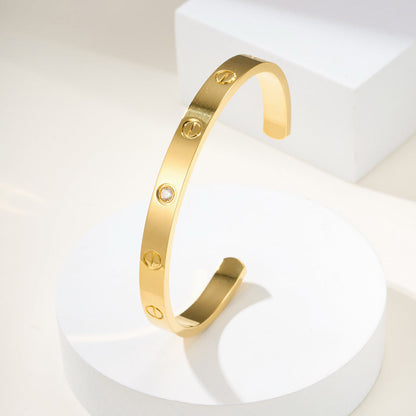 [ELAN LUXE]LOVE BRACELET 6.1MM 1 DIAMOND OPEN CUFF