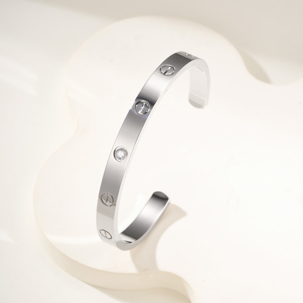 [ELAN LUXE]LOVE BRACELET 6.1MM 1 DIAMOND OPEN CUFF