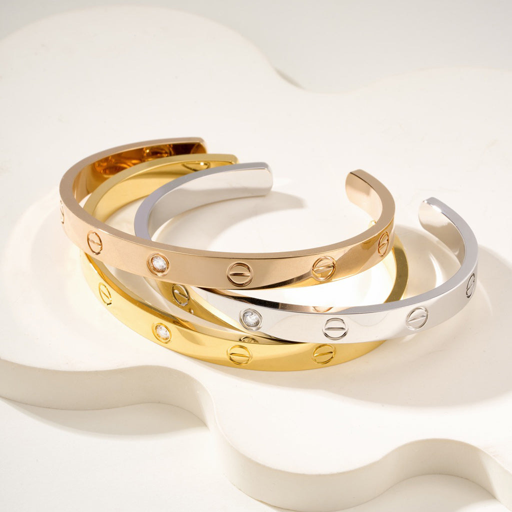 [ELAN LUXE]LOVE BRACELET 6.1MM 1 DIAMOND OPEN CUFF