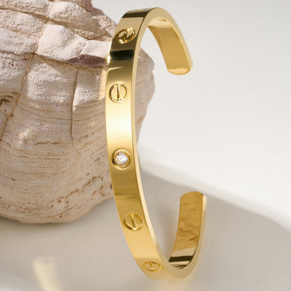 [ELAN LUXE]LOVE BRACELET 6.1MM 1 DIAMOND OPEN CUFF
