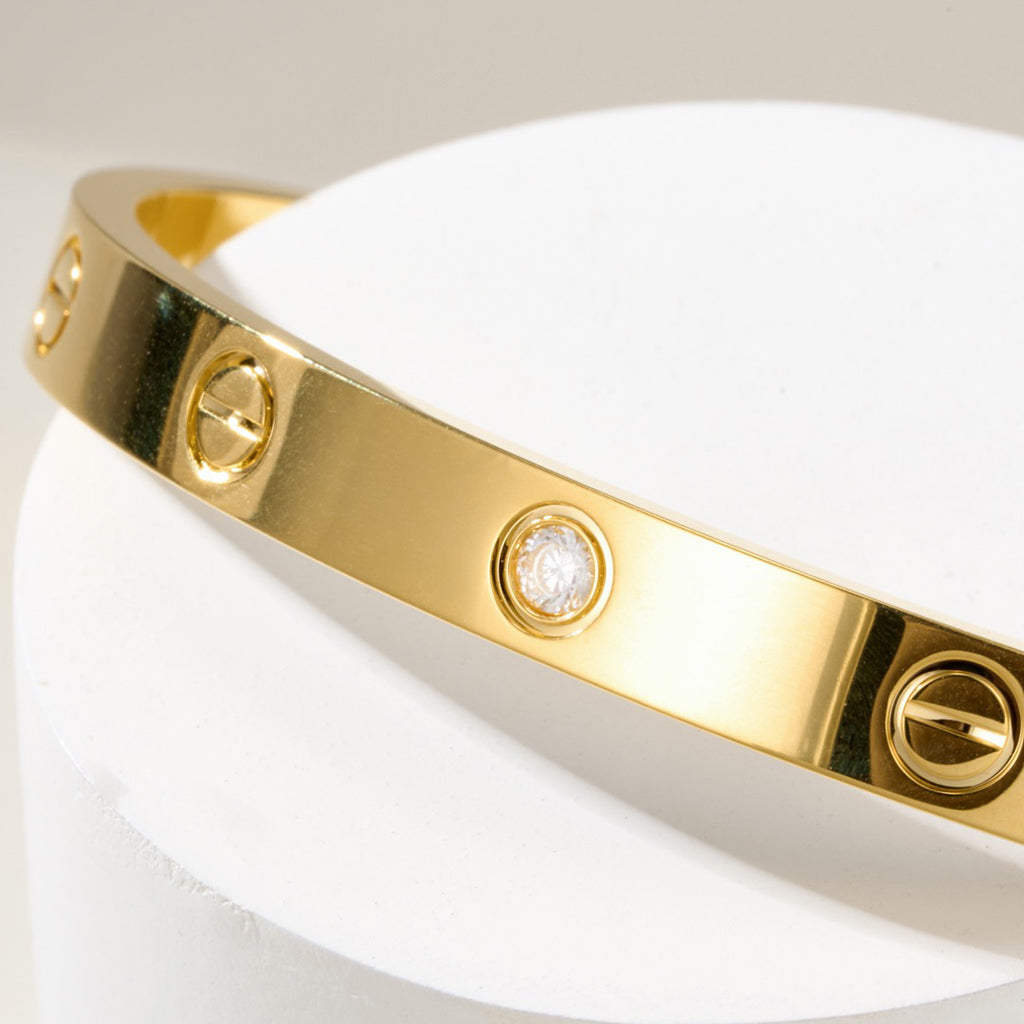 [ELAN LUXE]LOVE BRACELET 6.1MM 1 DIAMOND OPEN CUFF