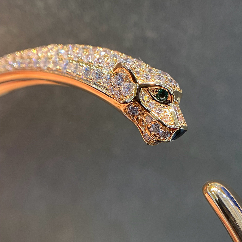 [ELAN LUXE]PANTHERE HALF DIAMOND OPEN BRACELET
