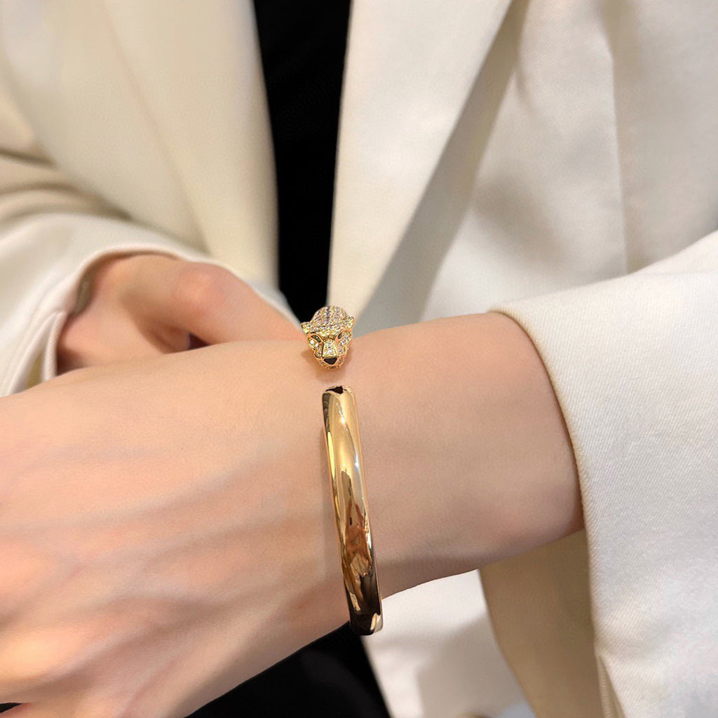 [ELAN LUXE]PANTHERE HALF DIAMOND OPEN BRACELET