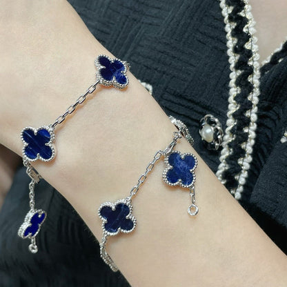 [ELAN LUXE]CLOVER 5 MOTIF PIETERSITE SILVER BRACELET