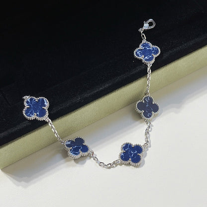 [ELAN LUXE]CLOVER 5 MOTIF PIETERSITE SILVER BRACELET