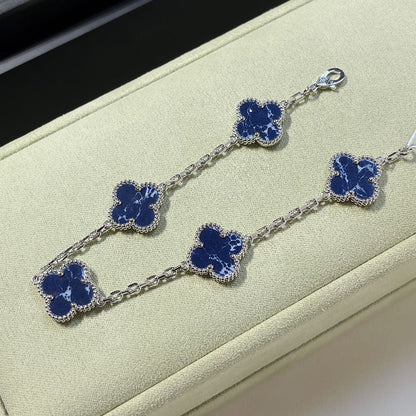 [ELAN LUXE]CLOVER 5 MOTIF PIETERSITE SILVER BRACELET