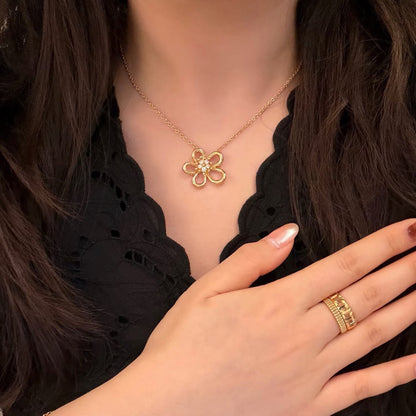 [ELAN LUXE]FLOWERLACE NECKLACE 5 DIAMONDS