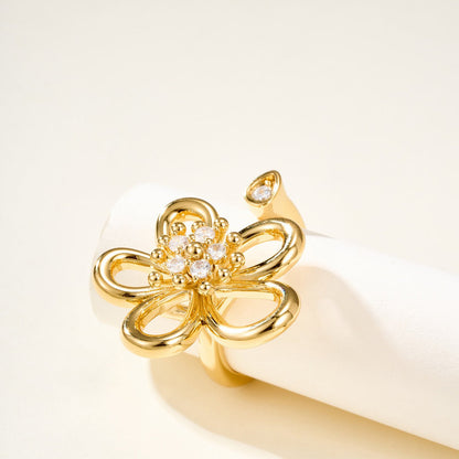 [ELAN LUXE]  FLOWERLACE OPEN RING 5 DIAMONDS