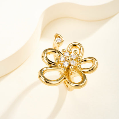 [ELAN LUXE]  FLOWERLACE OPEN RING 5 DIAMONDS