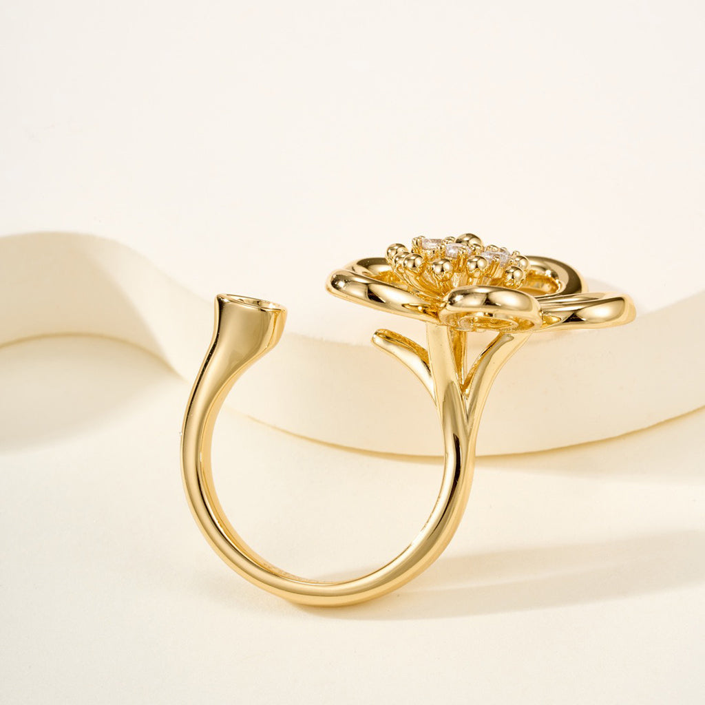 [ELAN LUXE]  FLOWERLACE OPEN RING 5 DIAMONDS