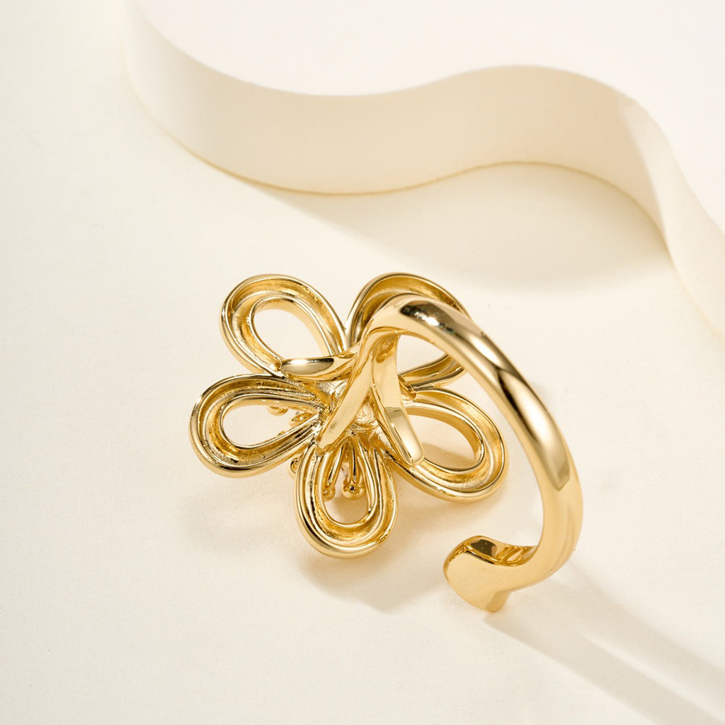 [ELAN LUXE]  FLOWERLACE OPEN RING 5 DIAMONDS