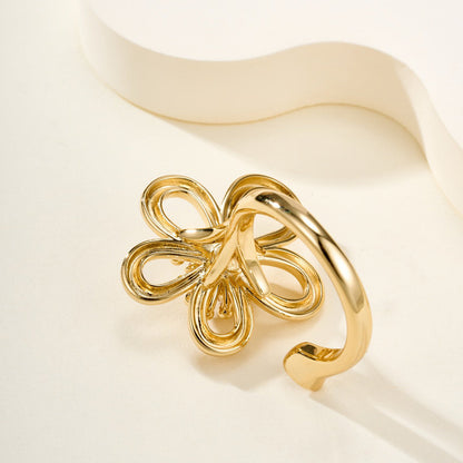[ELAN LUXE]  FLOWERLACE OPEN RING 5 DIAMONDS
