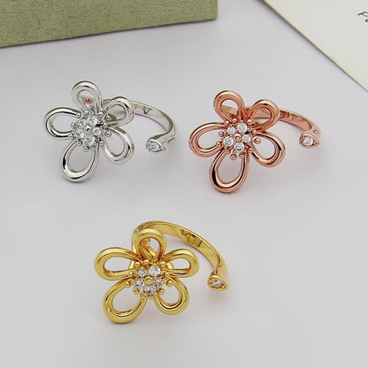[ELAN LUXE]  FLOWERLACE OPEN RING 5 DIAMONDS