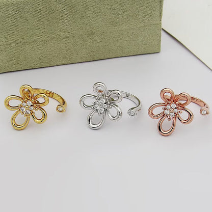 [ELAN LUXE]  FLOWERLACE OPEN RING 5 DIAMONDS
