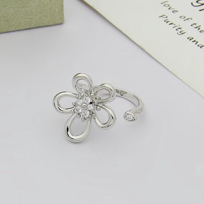 [ELAN LUXE]  FLOWERLACE OPEN RING 5 DIAMONDS