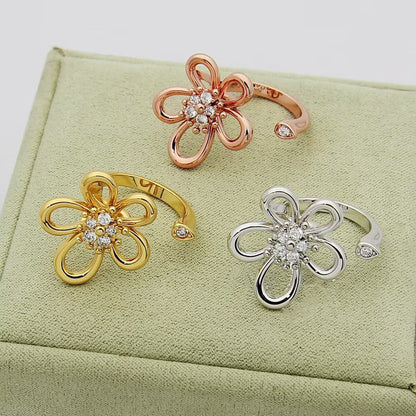 [ELAN LUXE]  FLOWERLACE OPEN RING 5 DIAMONDS