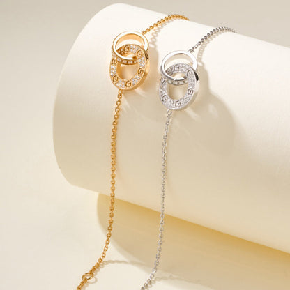[ELAN LUXE]LOVE DOUBLE RING FULL DIAMOND BRACELET