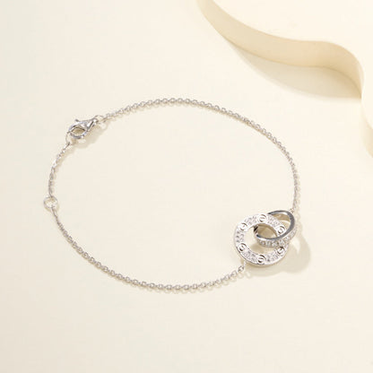 [ELAN LUXE]LOVE DOUBLE RING FULL DIAMOND BRACELET