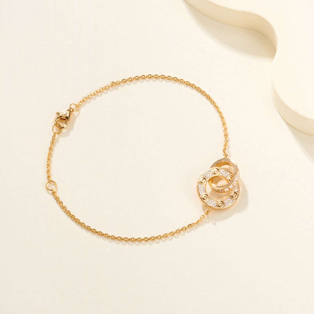 [ELAN LUXE]LOVE DOUBLE RING FULL DIAMOND BRACELET