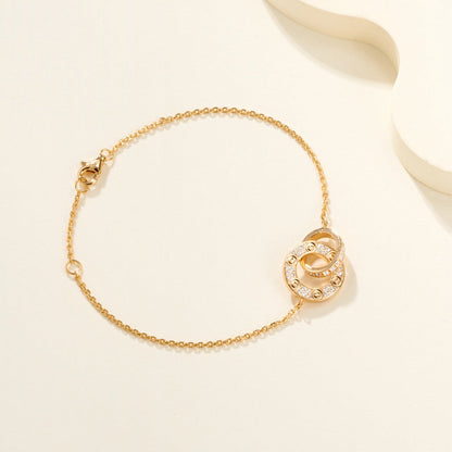 [ELAN LUXE]LOVE DOUBLE RING FULL DIAMOND BRACELET