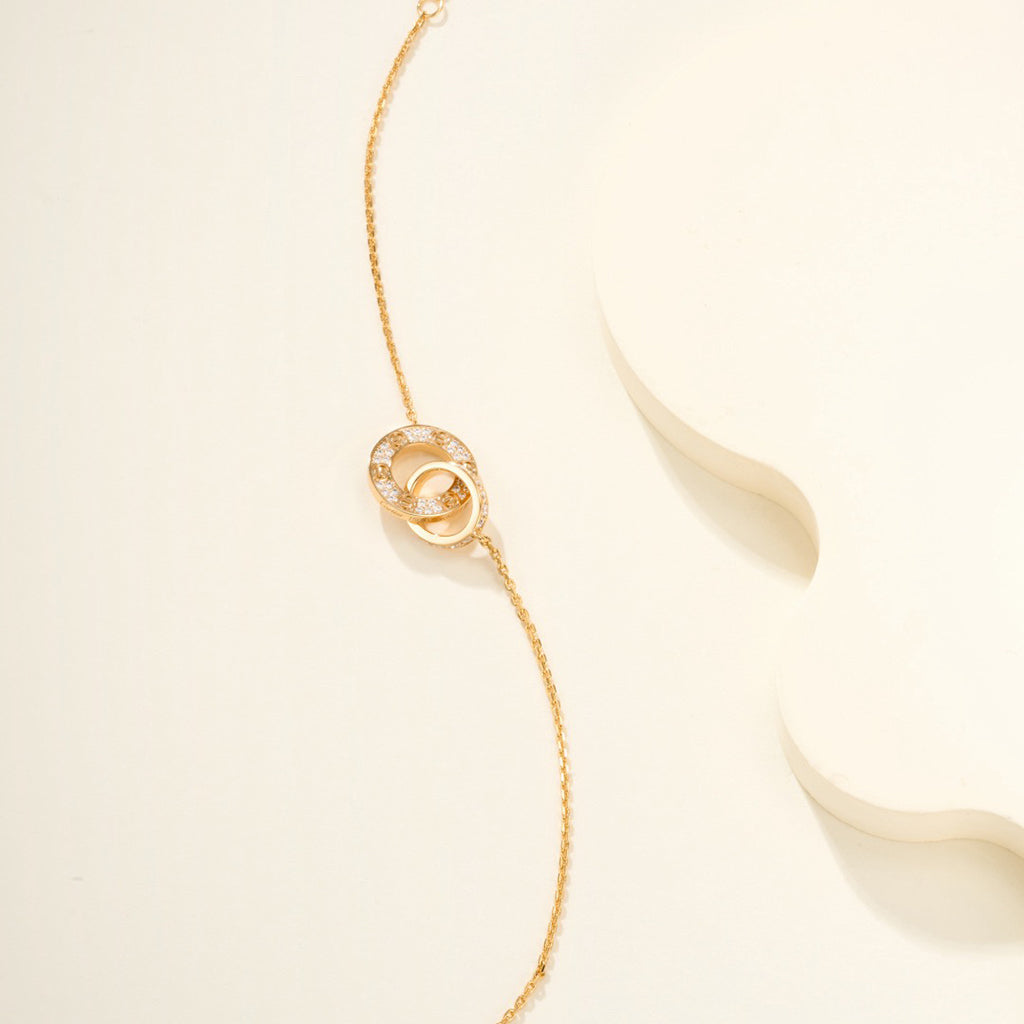 [ELAN LUXE]LOVE DOUBLE RING FULL DIAMOND BRACELET