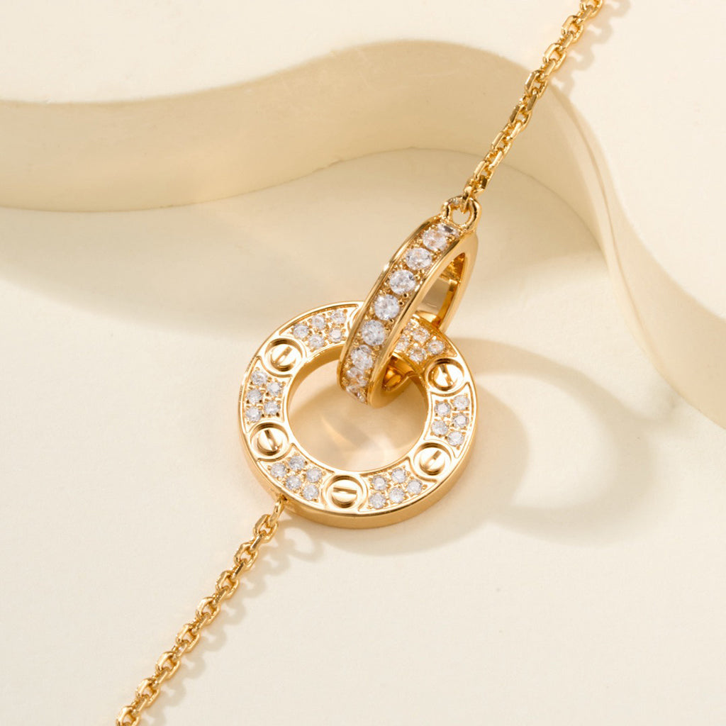 [ELAN LUXE]LOVE DOUBLE RING FULL DIAMOND BRACELET
