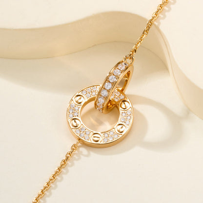 [ELAN LUXE]LOVE DOUBLE RING FULL DIAMOND BRACELET