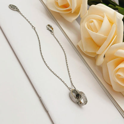 [ELAN LUXE]LOVE DOUBLE RING HALF DIAMOND BRACELET