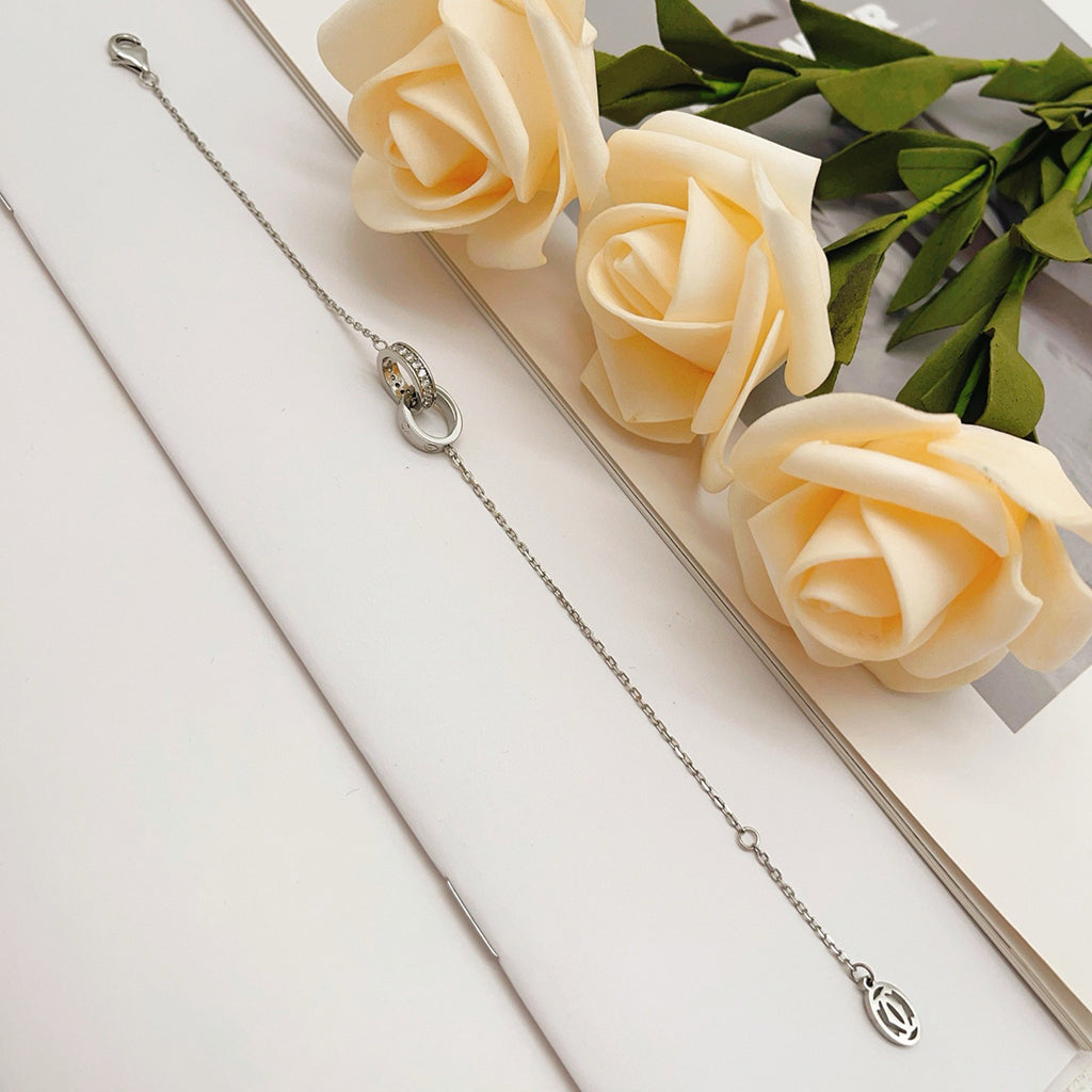 [ELAN LUXE]LOVE DOUBLE RING HALF DIAMOND BRACELET