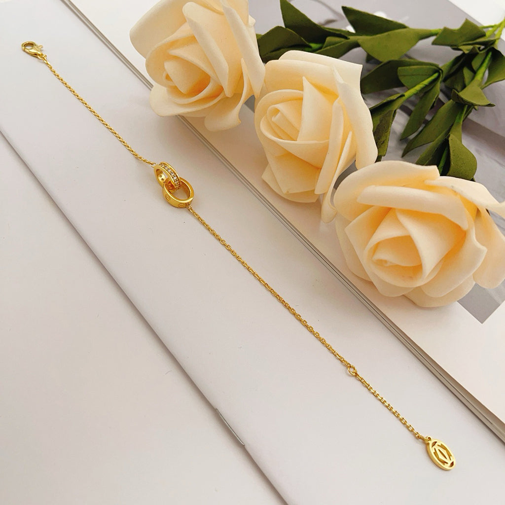 [ELAN LUXE]LOVE DOUBLE RING HALF DIAMOND BRACELET