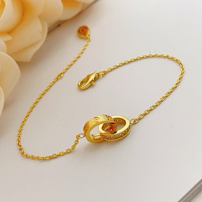 [ELAN LUXE]LOVE DOUBLE RING HALF DIAMOND BRACELET