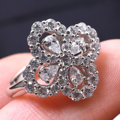 [ELAN LUXE]LOOP RING FULL MOTIF DIAMOND 16MM SILVE