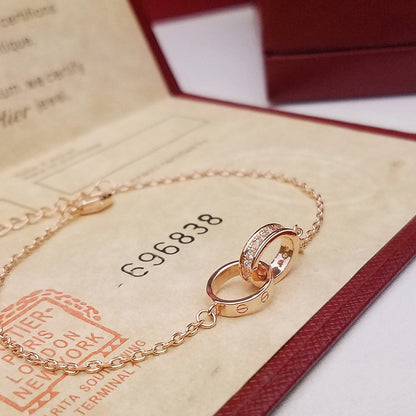 [ELAN LUXE]LOVE DOUBLE RING HALF DIAMOND BRACELET