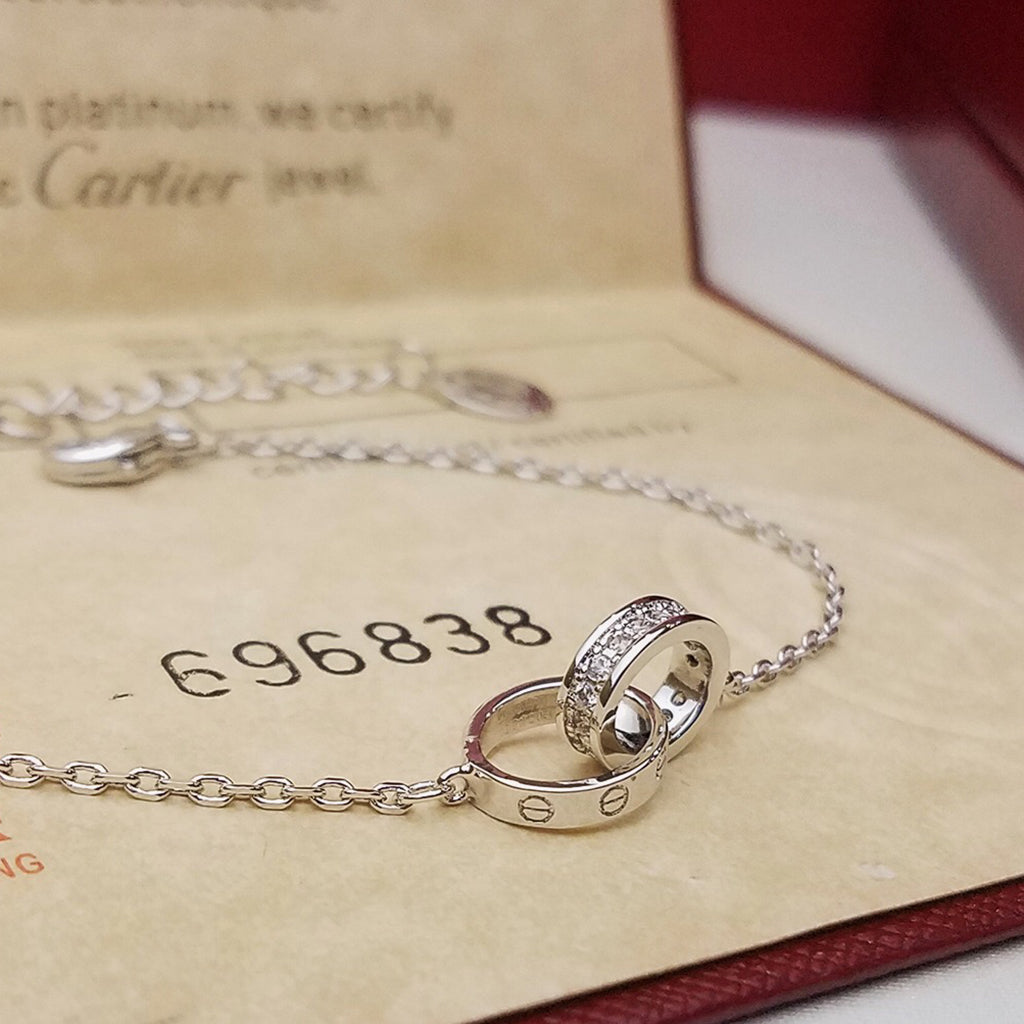 [ELAN LUXE]LOVE DOUBLE RING HALF DIAMOND BRACELET