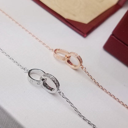 [ELAN LUXE]LOVE DOUBLE RING HALF DIAMOND BRACELET