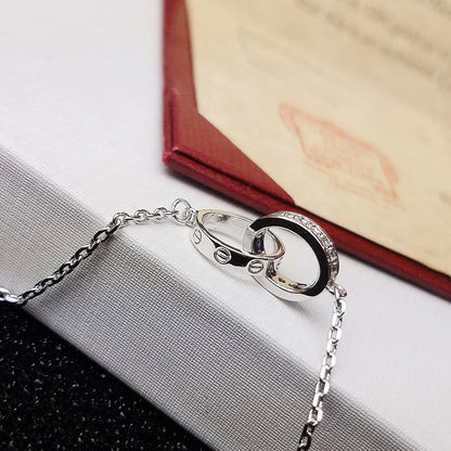 [ELAN LUXE]LOVE DOUBLE RING HALF DIAMOND BRACELET