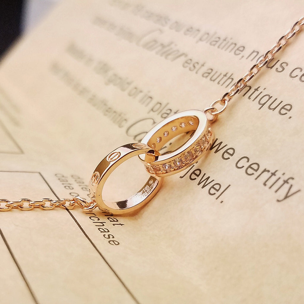 [ELAN LUXE]LOVE DOUBLE RING HALF DIAMOND BRACELET