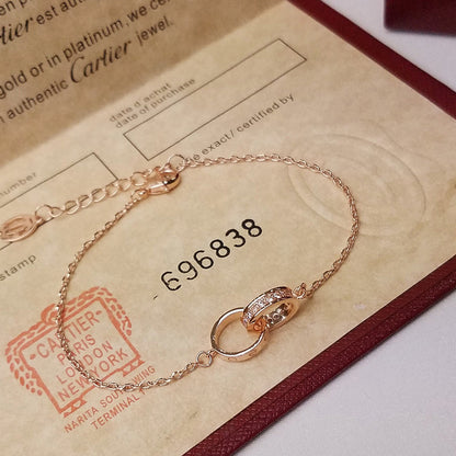 [ELAN LUXE]LOVE DOUBLE RING HALF DIAMOND BRACELET