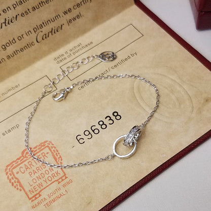 [ELAN LUXE]LOVE DOUBLE RING HALF DIAMOND BRACELET