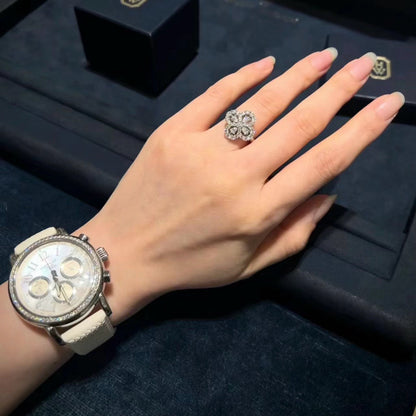 [ELAN LUXE]LOOP RING FULL MOTIF DIAMOND 16MM SILVE