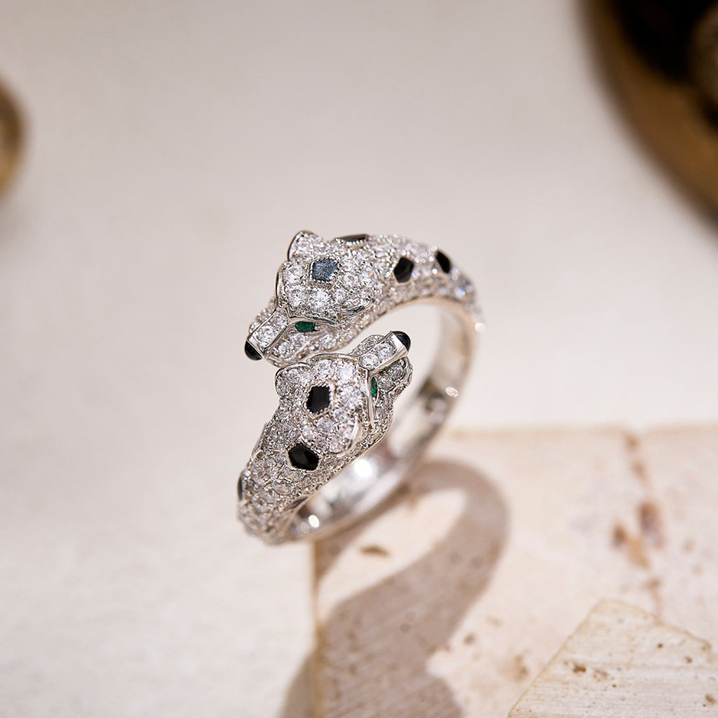 [ELAN LUXE]PANTHERE DOUBLE HEADED FULL DIAMOND  RING