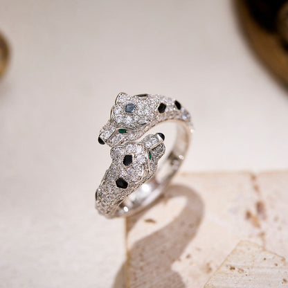 [ELAN LUXE]PANTHERE DOUBLE HEADED FULL DIAMOND  RING