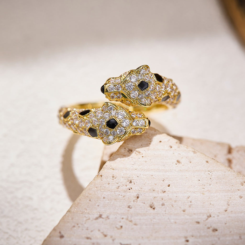 [ELAN LUXE]PANTHERE DOUBLE HEADED FULL DIAMOND  RING