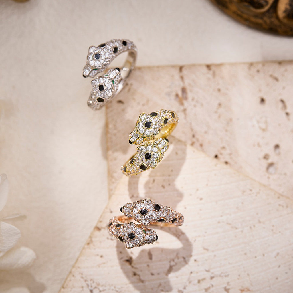 [ELAN LUXE]PANTHERE DOUBLE HEADED FULL DIAMOND  RING
