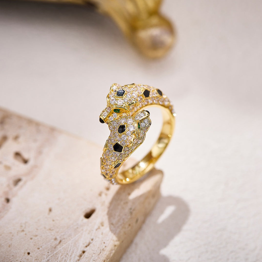 [ELAN LUXE]PANTHERE DOUBLE HEADED FULL DIAMOND  RING