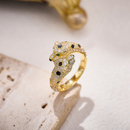 [ELAN LUXE]PANTHERE DOUBLE HEADED FULL DIAMOND  RING