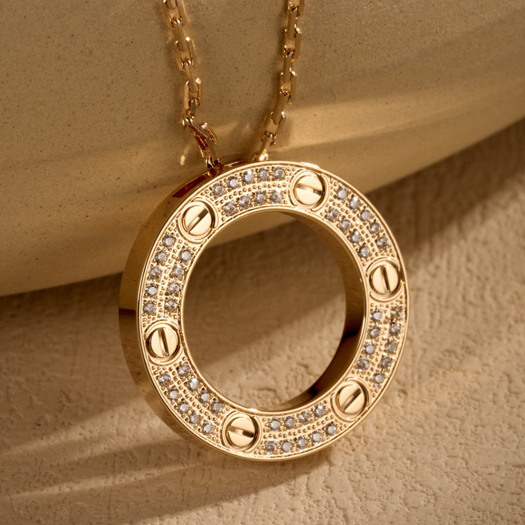 [ELAN LUXE]LOVE NECKLACE 16MM  FULL DIAMOND
