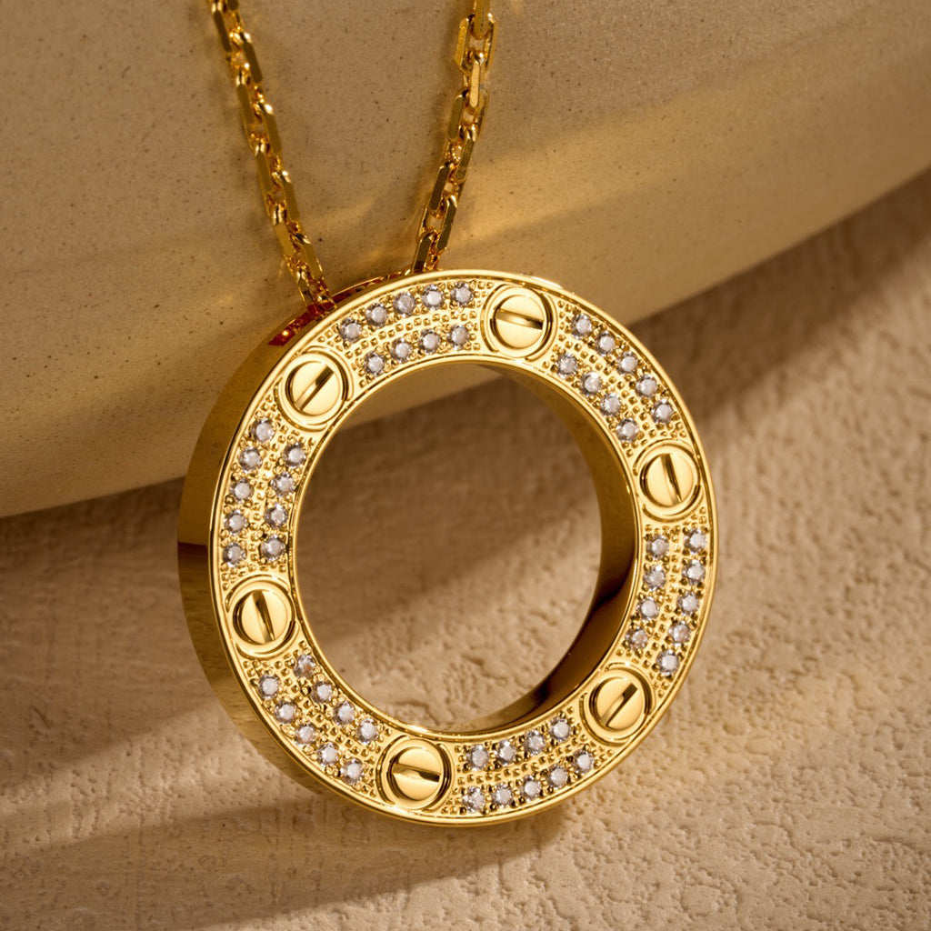 [ELAN LUXE]LOVE NECKLACE 16MM  FULL DIAMOND