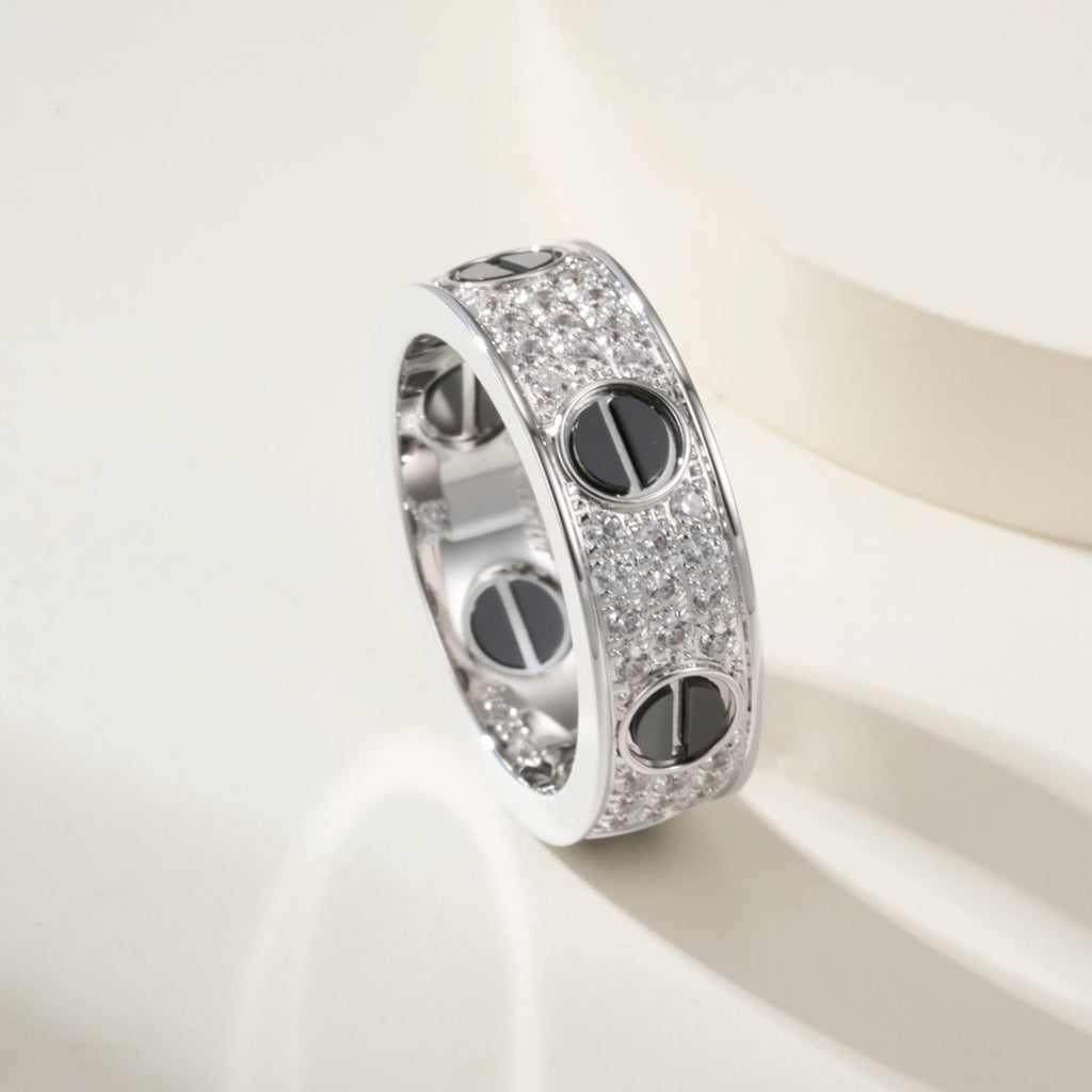 [ELAN LUXE]LOVE RING 5.5MM DIAMONDS PAVED CERAMIC