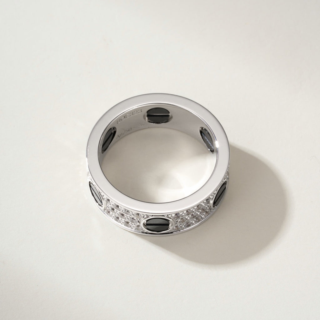 [ELAN LUXE]LOVE RING 5.5MM DIAMONDS PAVED CERAMIC